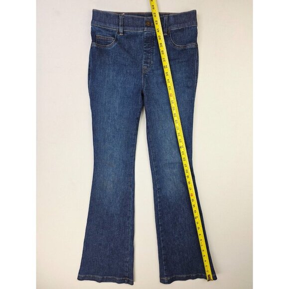 Spanx Size Small Womens 34" Inseam Flare Two Back Pockets Pull Up Blue Jeans - Picture 6 of 11